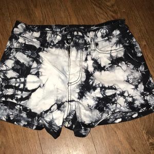 Black and white tie dye shorts